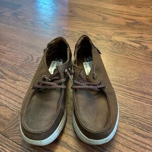 Skechers Brown Suede Boat Shoes Moc-toe Design